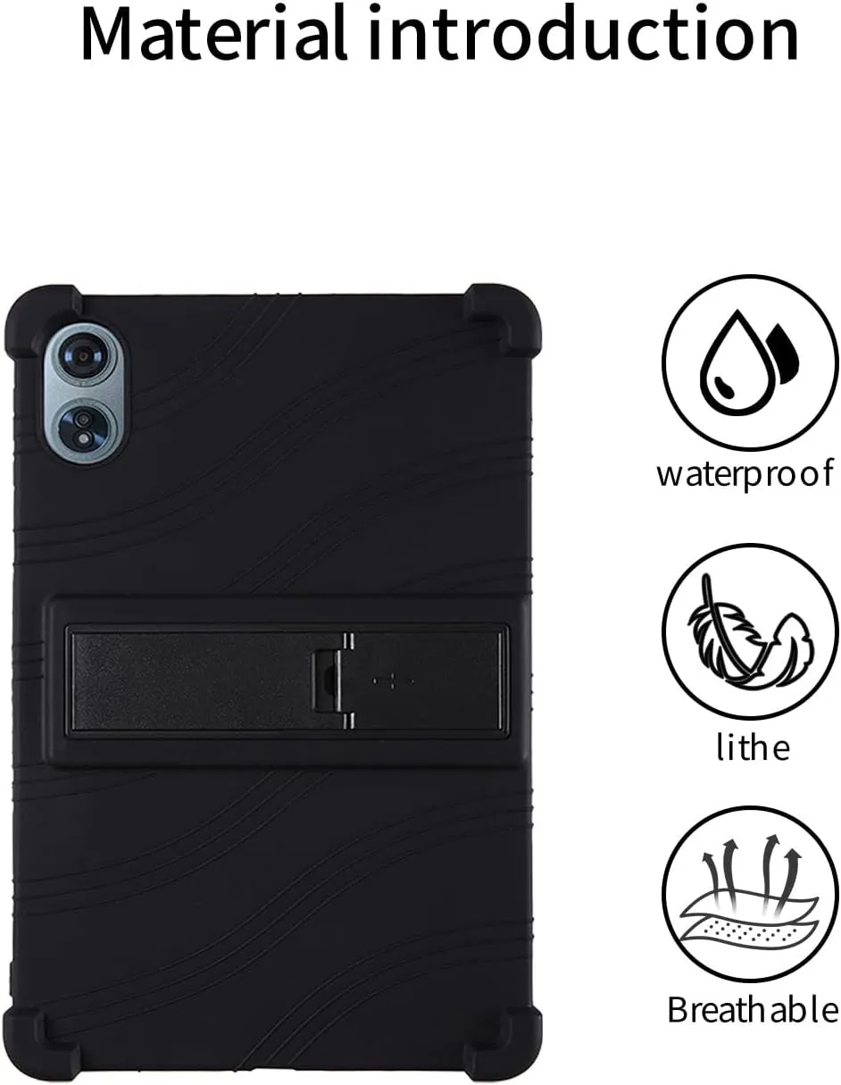 for Teclast T60 Plus Tablet 12 inch Android 14 Tablet Case,BOVUGAC Soft Silicone Adjustable Stand Shockproof Kids Friendly for Teclast T60 Plus 12"(Black)