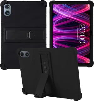for Teclast T60 Plus Tablet 12 inch Android 14 Tablet Case,BOVUGAC Soft Silicone Adjustable Stand Shockproof Kids Friendly for Teclast T60 Plus 12"(Black)