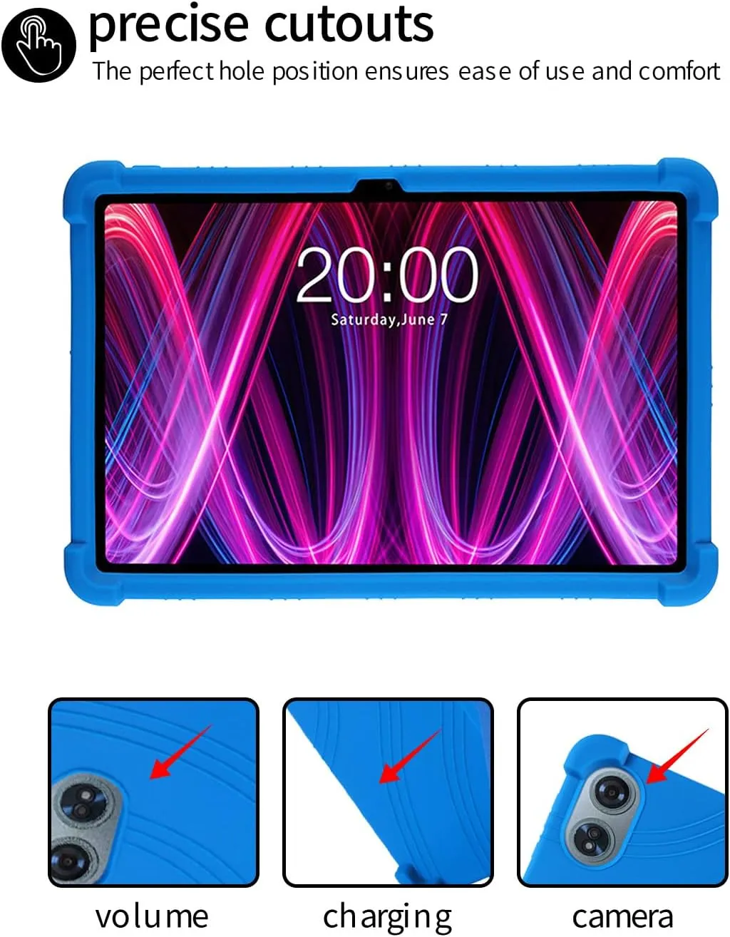for Teclast T60 Plus Tablet 12 inch Android 14 Tablet Case,BOVUGAC Soft Silicone Adjustable Stand Shockproof Kids Friendly for Teclast T60 Plus 12"(Blue)