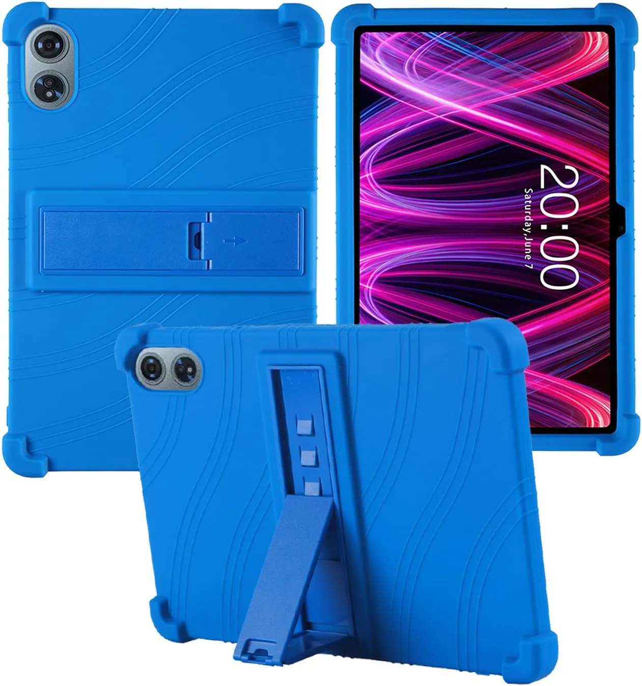for Teclast T60 Plus Tablet 12 inch Android 14 Tablet Case,BOVUGAC Soft Silicone Adjustable Stand Shockproof Kids Friendly for Teclast T60 Plus 12"(Blue)