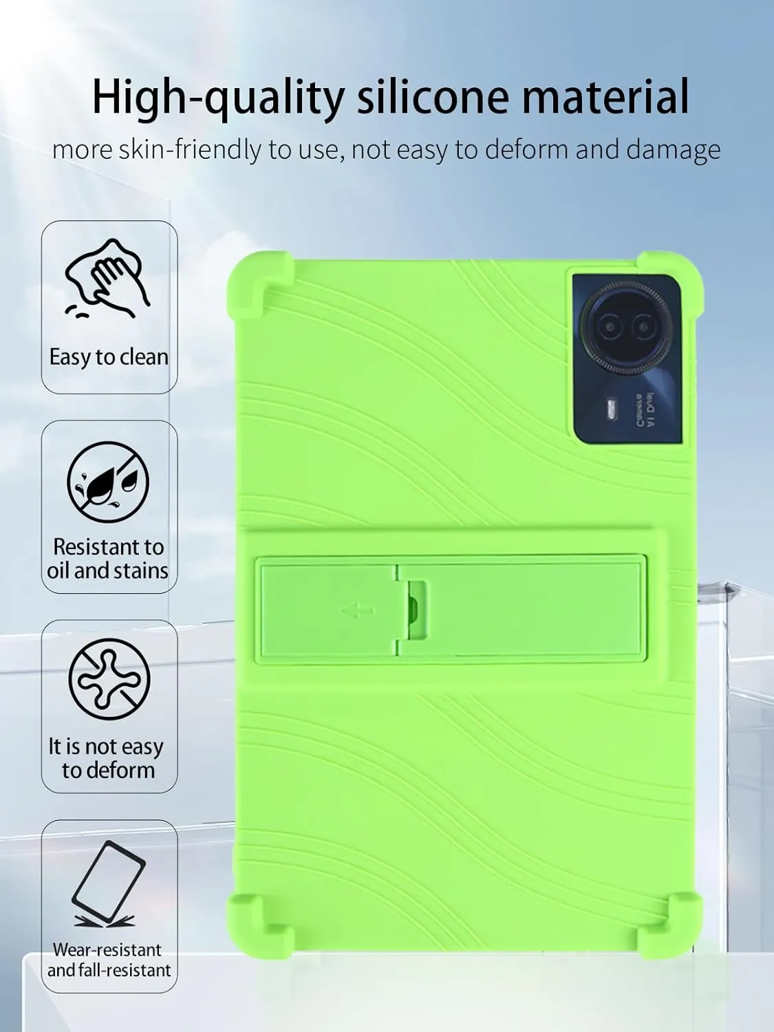 for TECLAST T65max 13 Inches Android 14 Tablet 2024 New Tablet Model Case,Soft Silicone Adjustable Stand Cover Lightweight Kids Friendly,Green.