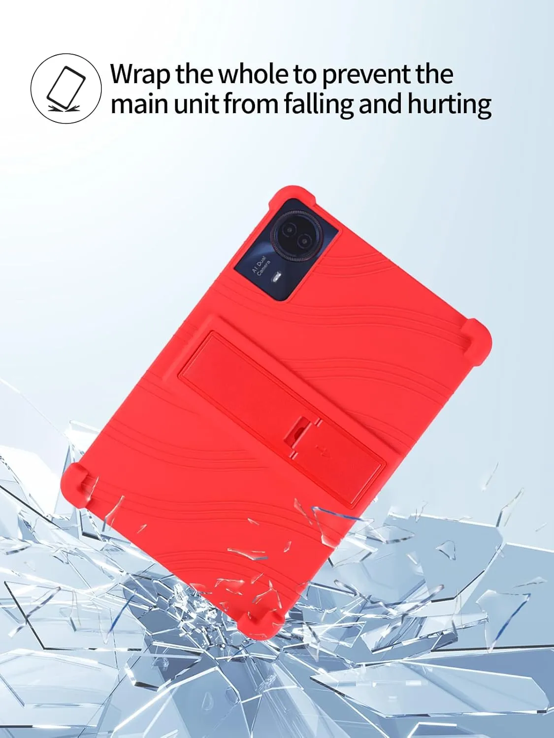 for TECLAST T65max 13 Inches Android 14 Tablet 2024 New Tablet Model Case,Soft Silicone Adjustable Stand Cover Lightweight Kids Friendly,RED.