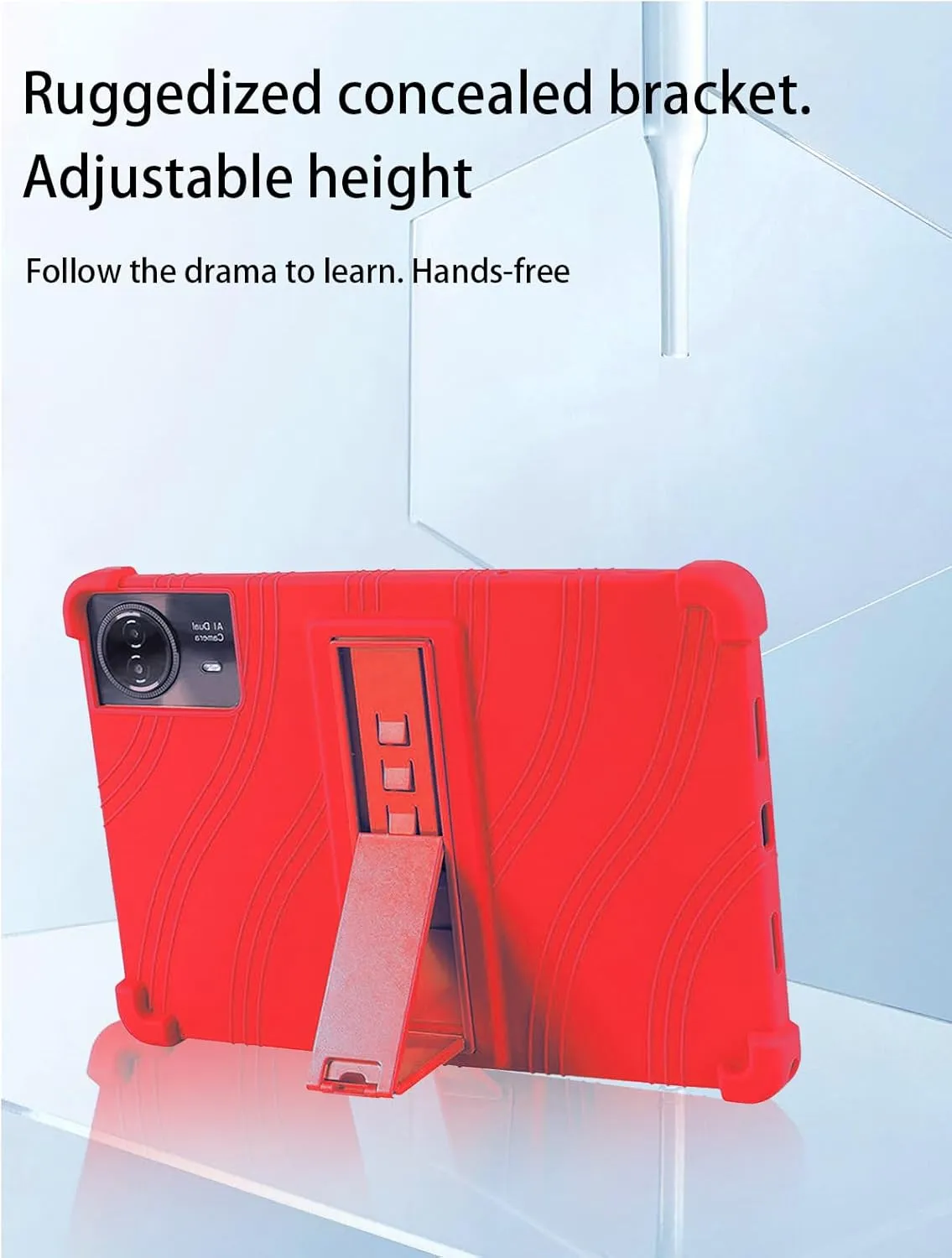 for TECLAST T65max 13 Inches Android 14 Tablet 2024 New Tablet Model Case,Soft Silicone Adjustable Stand Cover Lightweight Kids Friendly,RED.