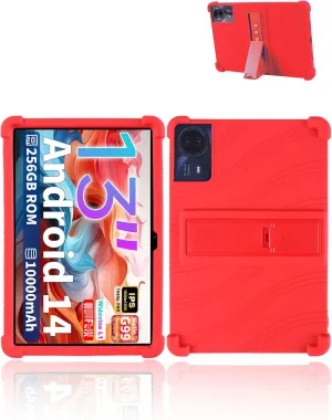 for TECLAST T65max 13 Inches Android 14 Tablet 2024 New Tablet Model Case,Soft Silicone Adjustable Stand Cover Lightweight Kids Friendly,RED.