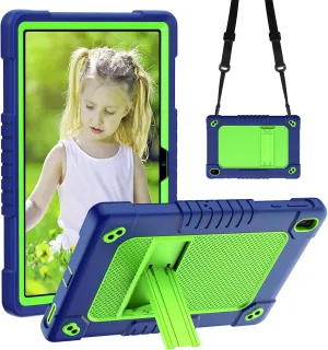 for Walmart ONN 10.1 Tablet Case Gen 4 2024 Tablet(Model:100135925),Heavy Duty Shockproof with Kickstand&Shoulder Strap Kids Friendly Case for Onn 10.1 inch Tablet Case 2024 Model(Navy/Green)