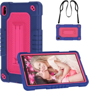 for Walmart Onn 8 inch Tablet Case Gen 4 2024 Model,Heavy Duty Kids Friendly Shockproof with Shoulder Strap Kickstand Case for Walmart Onn 8 inch 2024 (Model:100135923) Tablet (Navy/Pink)