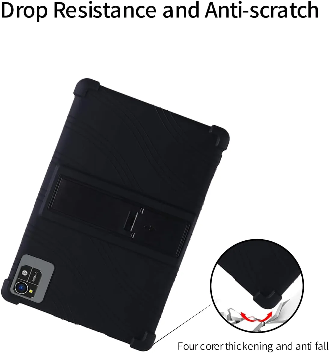 for Xgody 10 inch Tablet Android 13 Tablets Case,BOVUGAC Soft Silicone Adjustable Stand Shockproof Kids Friendly for Xgody N02PRO 10" Tablets case(Black)
