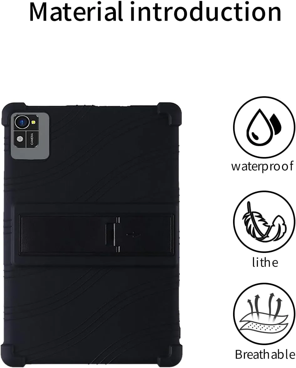 for Xgody 10 inch Tablet Android 13 Tablets Case,BOVUGAC Soft Silicone Adjustable Stand Shockproof Kids Friendly for Xgody N02PRO 10" Tablets case(Black)