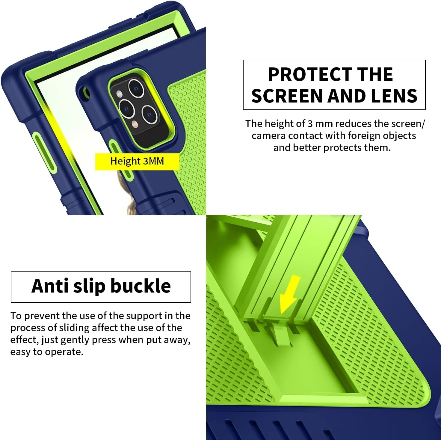 for ZONKO D106 10 inch Android 14 Tablet Case,for VOZIZOV D106 Case,Heavy Duty Shockproof Kids Cover with Shoulder Strap Kickstand for ZONKO D106/MOONSTARS D106B Tablet (Navy/Green)