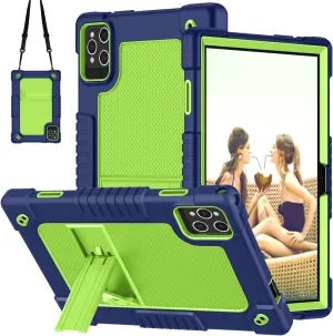 for ZONKO D106 10 inch Android 14 Tablet Case,for VOZIZOV D106 Case,Heavy Duty Shockproof Kids Cover with Shoulder Strap Kickstand for ZONKO D106/MOONSTARS D106B Tablet (Navy/Green)
