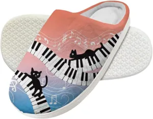 Forchrinse Blue Starfish Conch on Beach Kids House Slippers Warm Plush Slippers Cute Household Shoes Anti-Slip Indoor Home Slippers for Girls and Boys