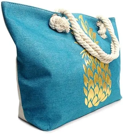 Forest & Twelfth Beach Bag XL Tote With Zipper, Perfect for Pool, Weekend Trip, Travel, Gym, Shopping, Grocery