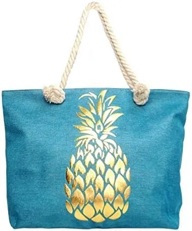 Forest & Twelfth Beach Bag XL Tote With Zipper, Perfect for Pool, Weekend Trip, Travel, Gym, Shopping, Grocery