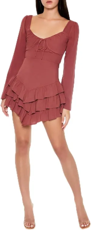 Forever 21 Women's Tiered Bell-Sleeve Mini Dress