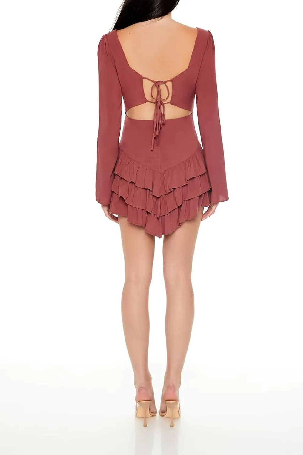 Forever 21 Women's Tiered Bell-Sleeve Mini Dress
