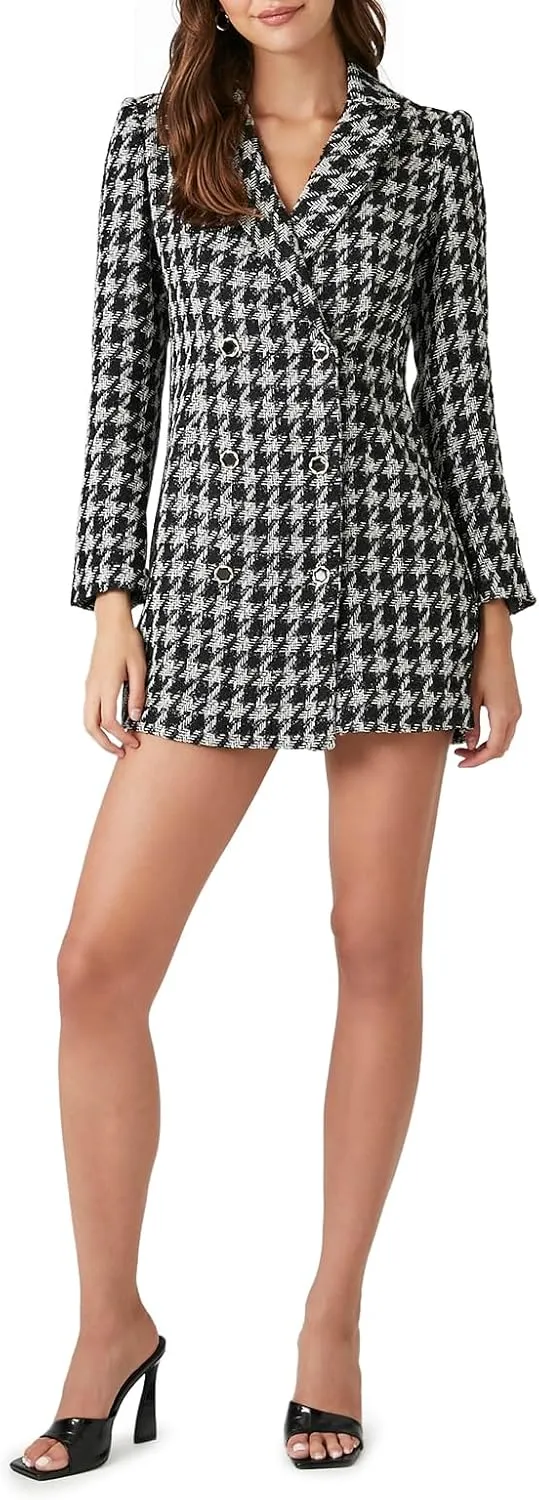 Forever 21 Women's Tweed Houndstooth Print Mini Dress