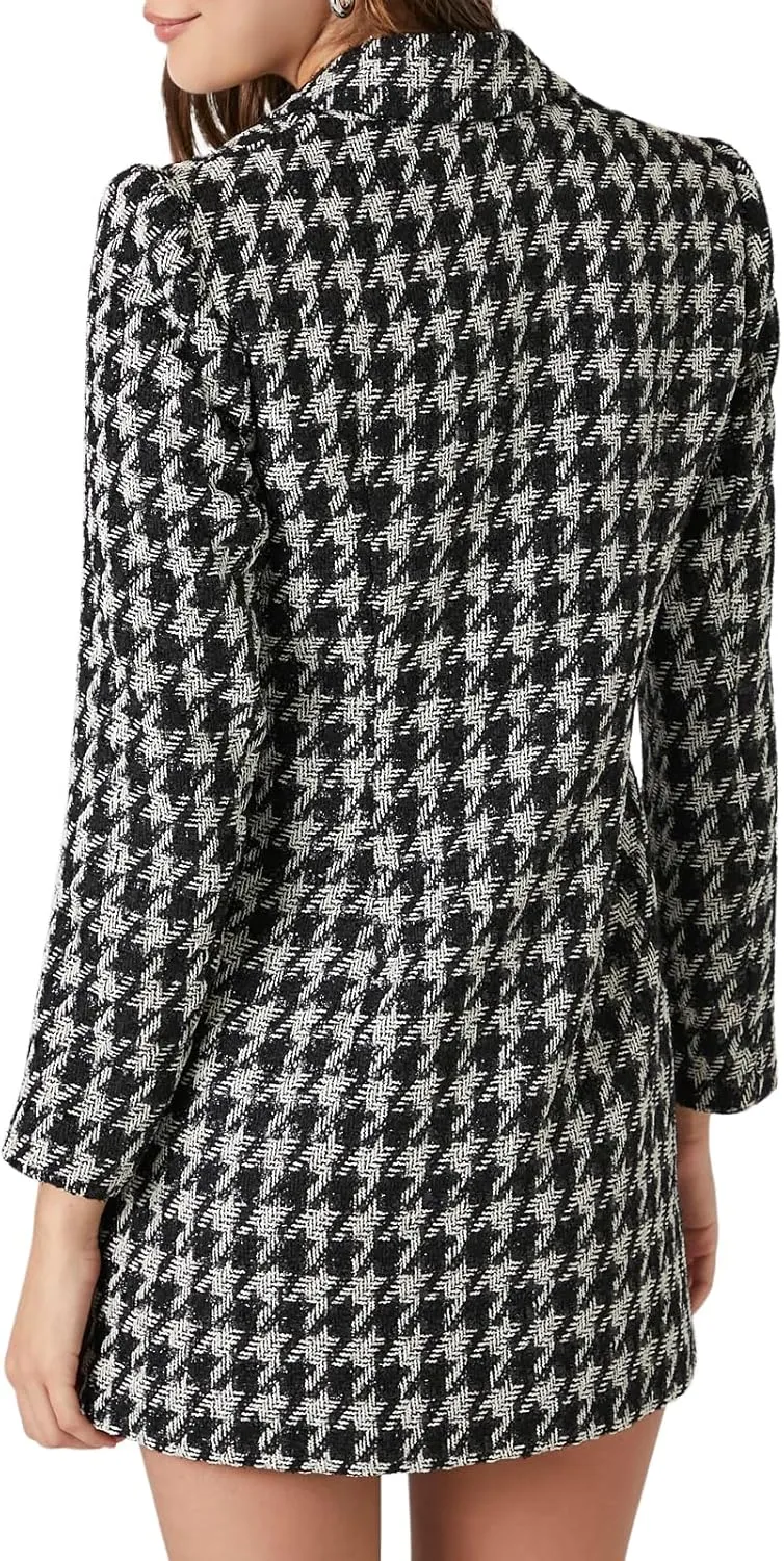 Forever 21 Women's Tweed Houndstooth Print Mini Dress