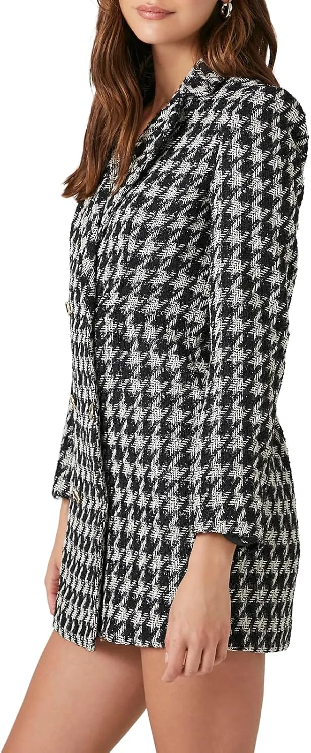 Forever 21 Women's Tweed Houndstooth Print Mini Dress