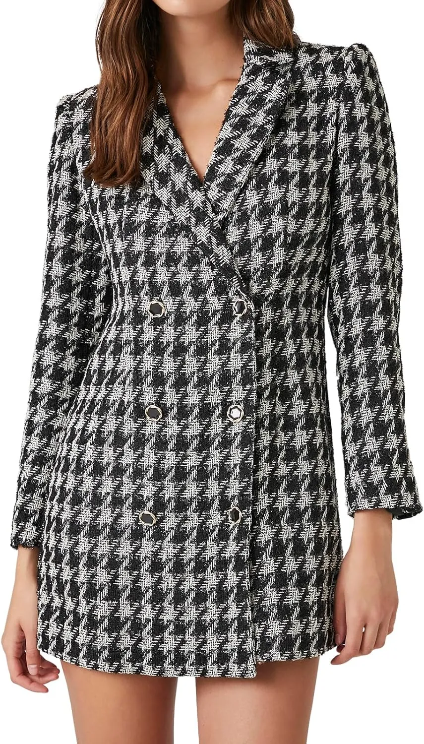 Forever 21 Women's Tweed Houndstooth Print Mini Dress