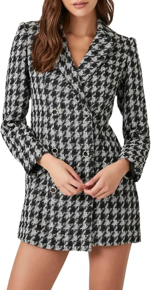 Forever 21 Women's Tweed Houndstooth Print Mini Dress