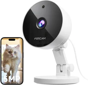 FOSCAM 3K Indoor Security Camera for Home, 2.4g & 5g WiFi Magnetic Mini Dog/Cat/Pet/Baby Camera, Motion Detection, 20X Zoom, 2-Way Audio, Night Vision, Baby Monitor Compatible with Alexa & Google