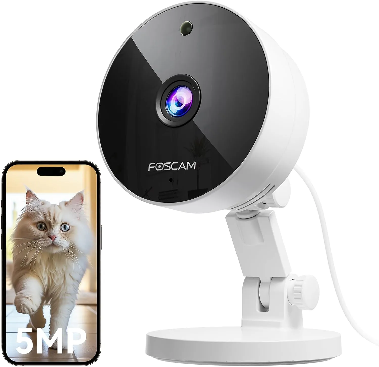 FOSCAM 3K Indoor Security Camera for Home, 2.4g & 5g WiFi Magnetic Mini Dog/Cat/Pet/Baby Camera, Motion Detection, 20X Zoom, 2-Way Audio, Night Vision, Baby Monitor Compatible with Alexa & Google