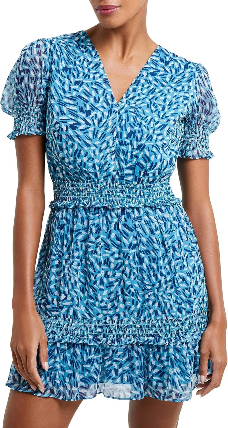 French Connection Womens Billi Recy Hallie Printed Short Mini Dress