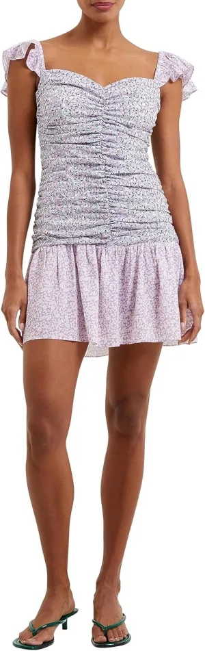 French Connection Womens Floral Print Ruched Bodycon Dress
