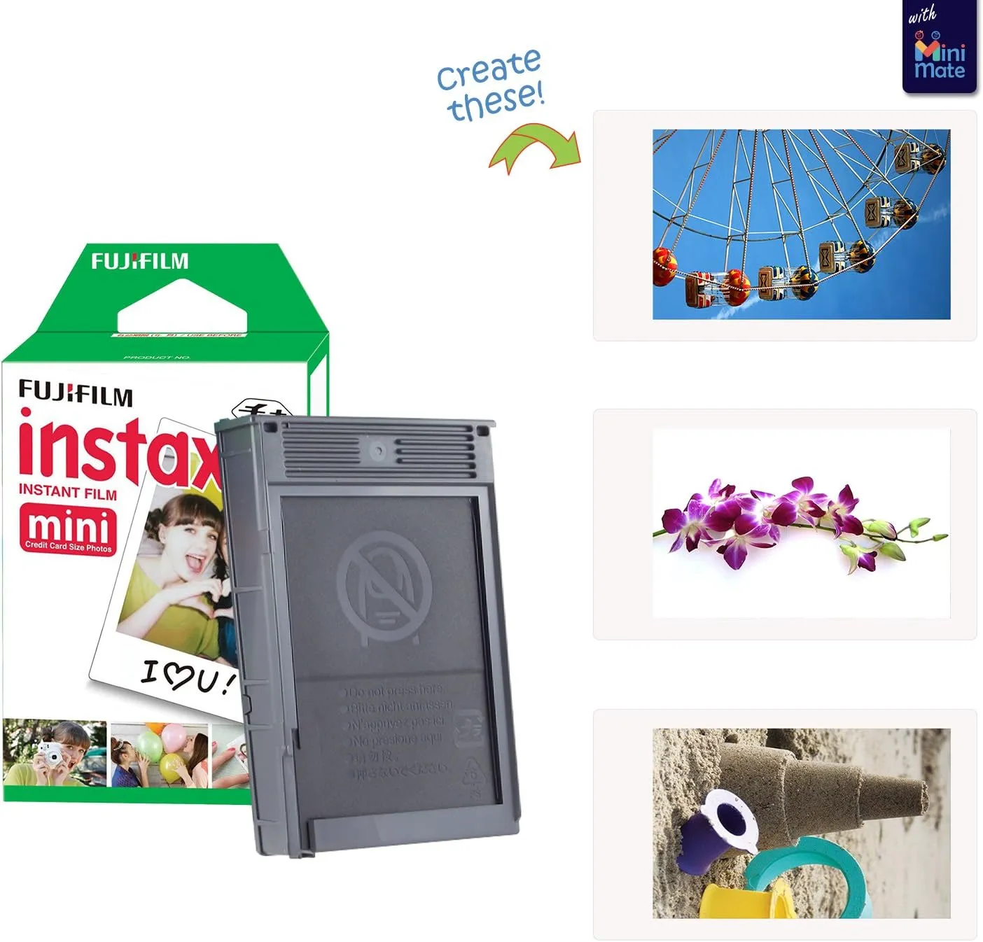 Fujifilm Instax Mini 12 Instant Camera   MiniMate Accessory Bundle & Compatible Custom Case   Fuji Instax Film Value Pack (50 Sheets) Flamingo Designer Photo Album (Lilac Purple)