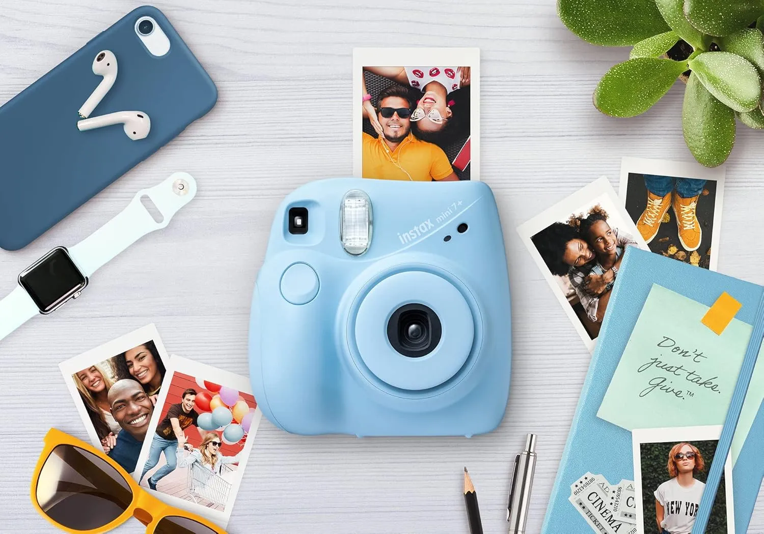 Fujifilm Instax Mini 7  Camera, Easy to Operate, Portable, Handy Selfie Mirror, Polaroid Camera, Perfect for Beginners and Experts, Sleek and Stylish Design - Light Blue (Renewed)