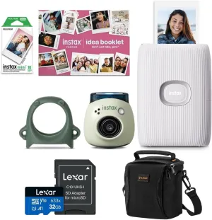 Fujifilm Instax Pal Digital Camera and Mini Link 2 Smartphone Printer Bundle with Lexar 32GB Micro SD Memory Card with SD Adapter and Slinger Multi-Device Shoulder Bag