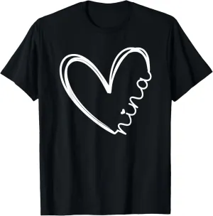 Funny Nina Heart for Grandma Mother Day Women T-Shirt