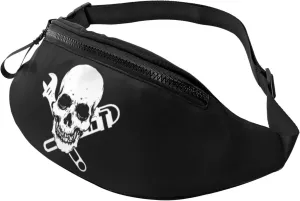 Funny Plumber Pipe-Fitter Wrench Skull Crossbody waist bag, casual chest bag