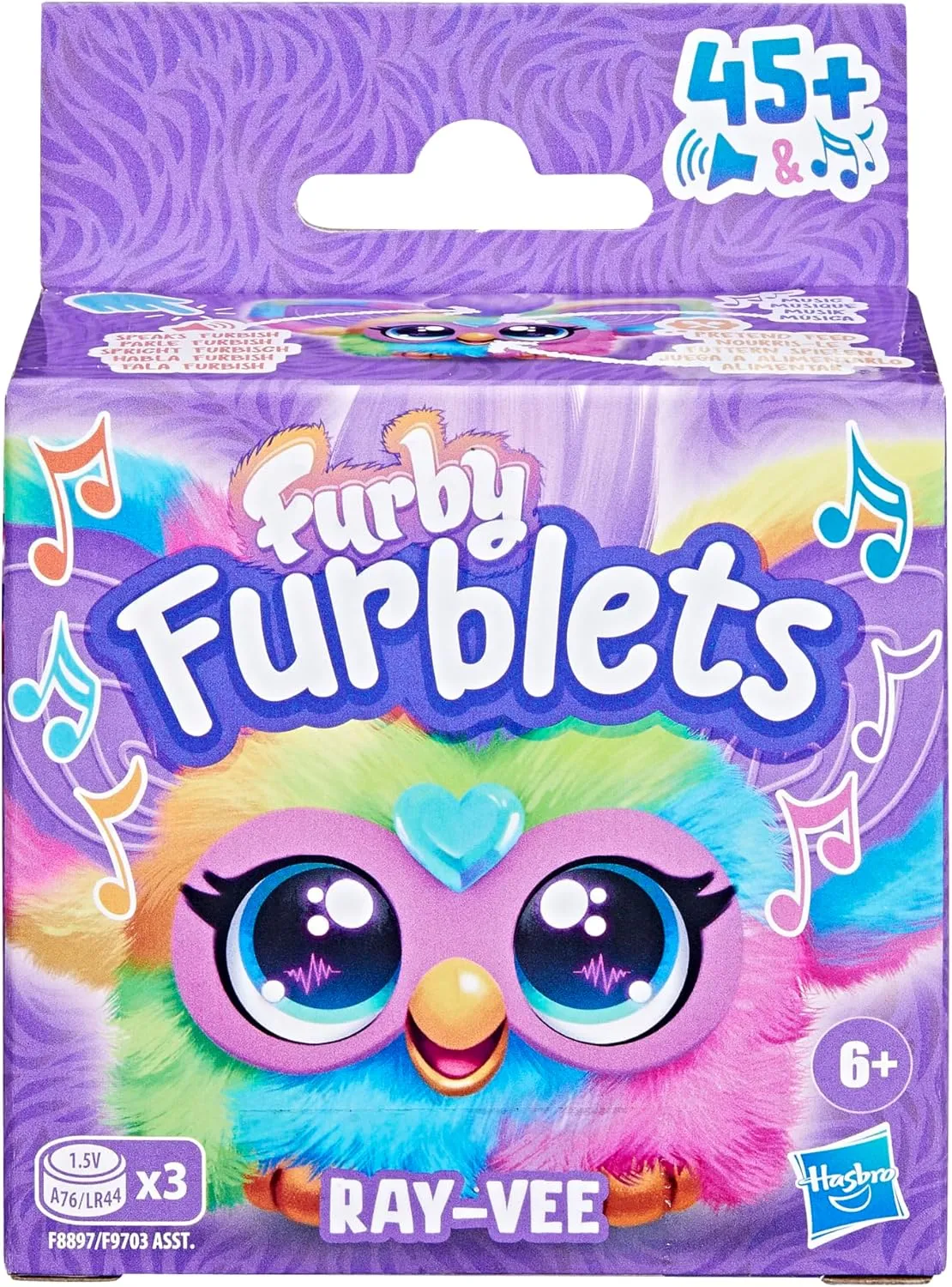 Furby Furblets Ray-Vee Mini Friend, 45  Sounds, Electronica Music & Furbish Phrases, Electronic Plush Toys for Girls & Boys 6 Years & Up, Rainbow