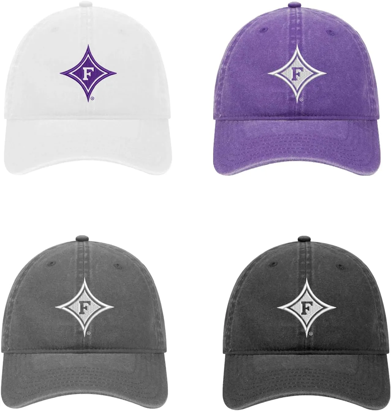 Furman University Beach Washed Cotton Twill Baseball Hat with Diamond Logo