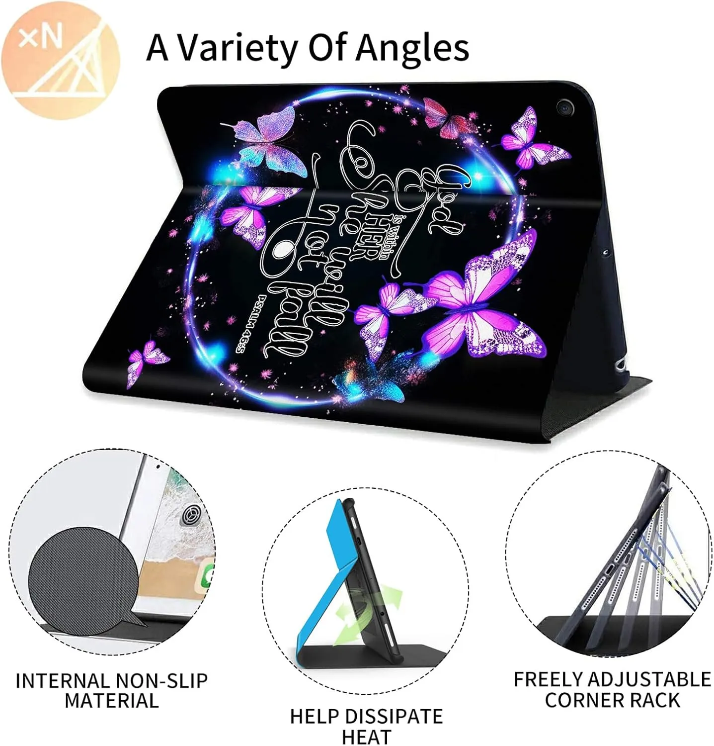 FUYOCWE for Fire Max 11 Tablet Case (13th Generation,2023 Release),PU Leather Slim Adjustable Stand Smart Flip Cover for Amazon Kindle Fire Max 11 inch 13th Gen-Purple Buterfies Bible Verse