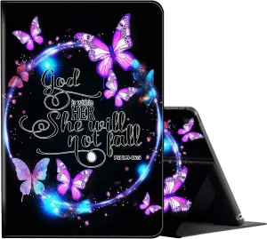 FUYOCWE for Fire Max 11 Tablet Case (13th Generation,2023 Release),PU Leather Slim Adjustable Stand Smart Flip Cover for Amazon Kindle Fire Max 11 inch 13th Gen-Purple Buterfies Bible Verse