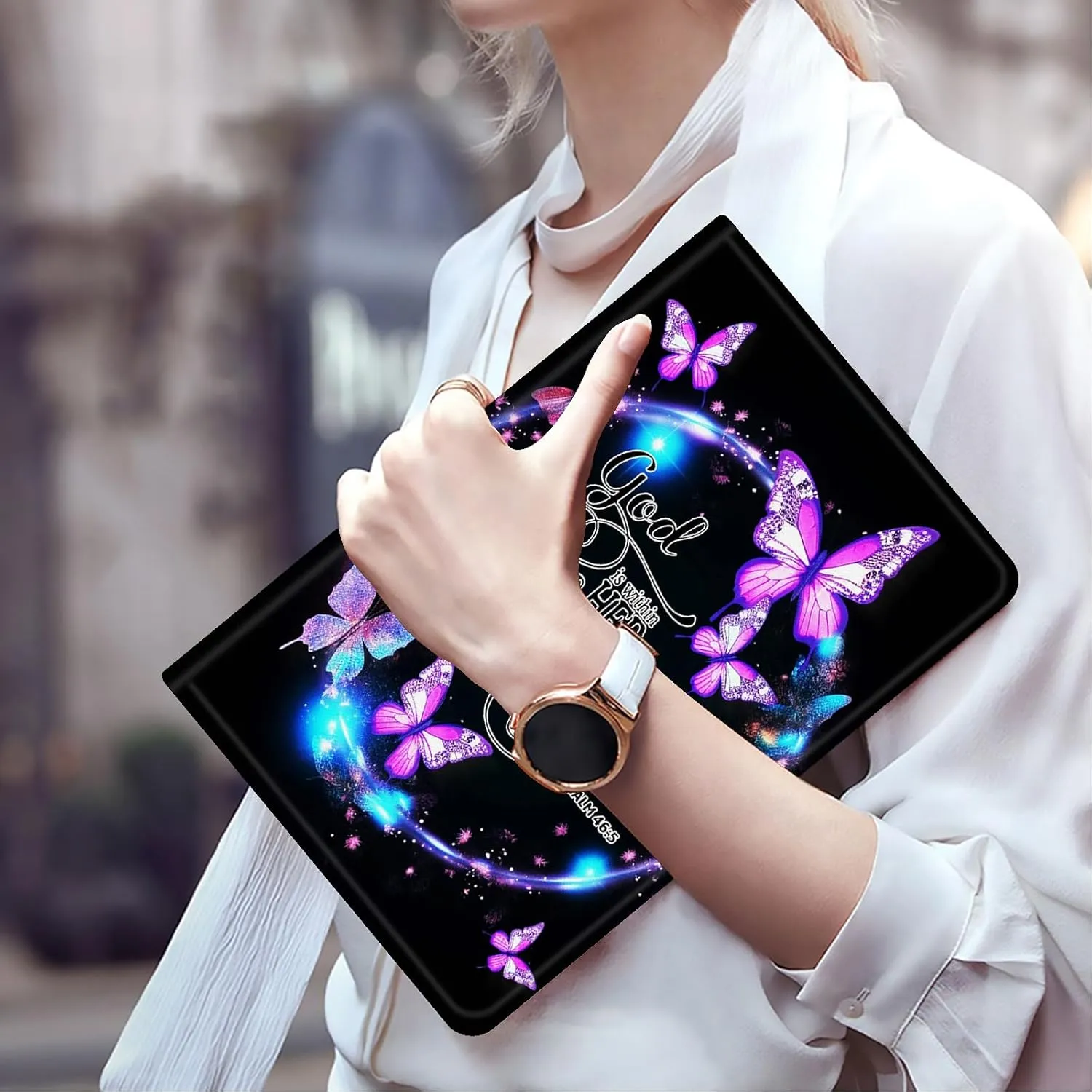 FUYOCWE for Fire Max 11 Tablet Case (13th Generation,2023 Release),PU Leather Slim Adjustable Stand Smart Flip Cover for Amazon Kindle Fire Max 11 inch 13th Gen-Purple Buterfies Bible Verse