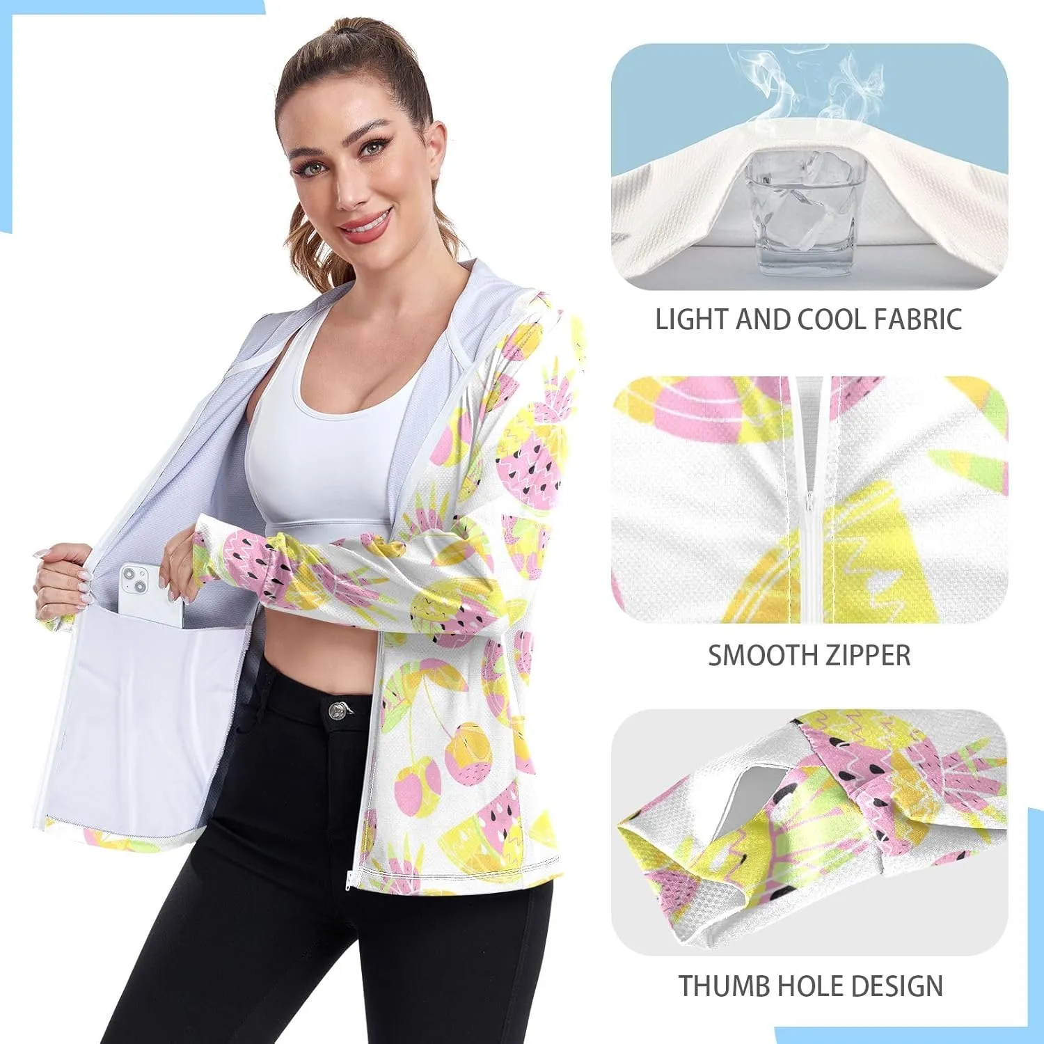 GAIGEO Starfish Blue Green Women Jacket UPF 50  Lightweight Upf Clothing Women, Breathable Fabric, S