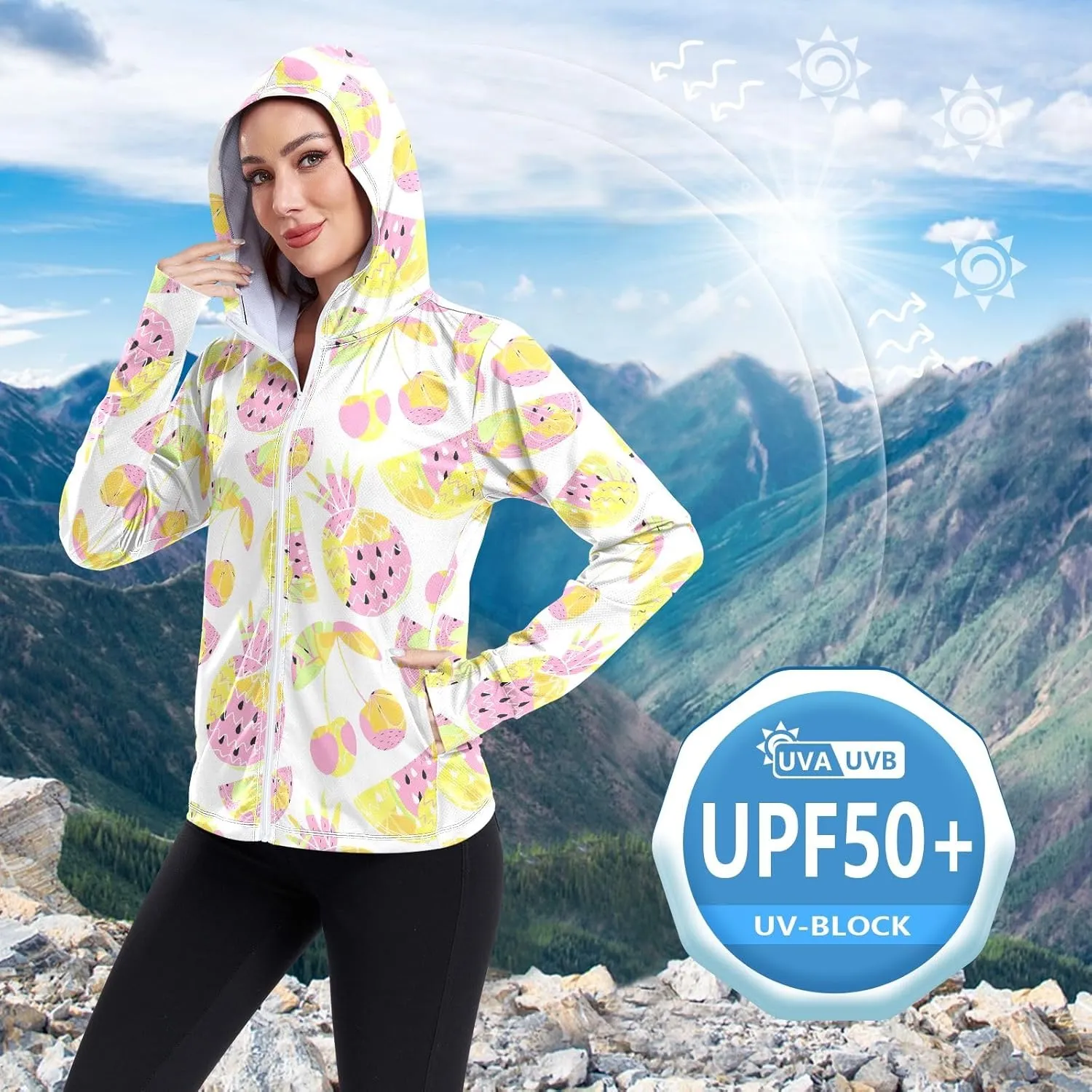 GAIGEO Starfish Blue Green Women Jacket UPF 50  Lightweight Upf Clothing Women, Breathable Fabric, S