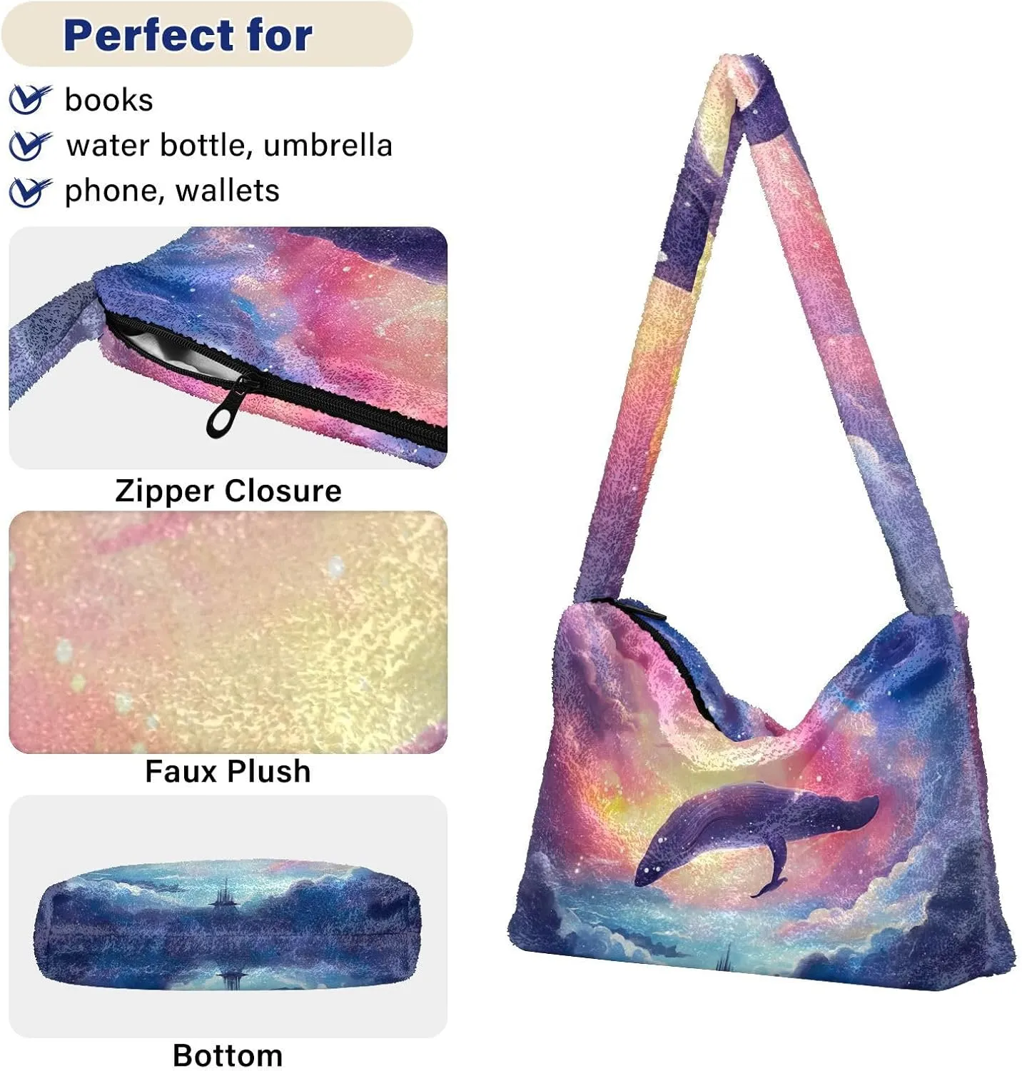GAIGEO Summer Beach Starfish and Seashell Woman Shoulder Bag, Shoulder Bag with Zipper Closure, Handbags Shoulder Bags Women