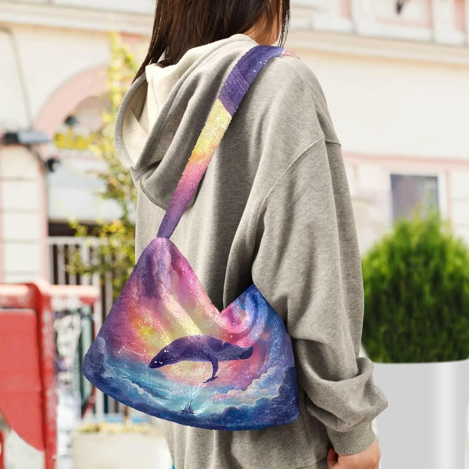 GAIGEO Summer Beach Starfish and Seashell Woman Shoulder Bag, Shoulder Bag with Zipper Closure, Handbags Shoulder Bags Women