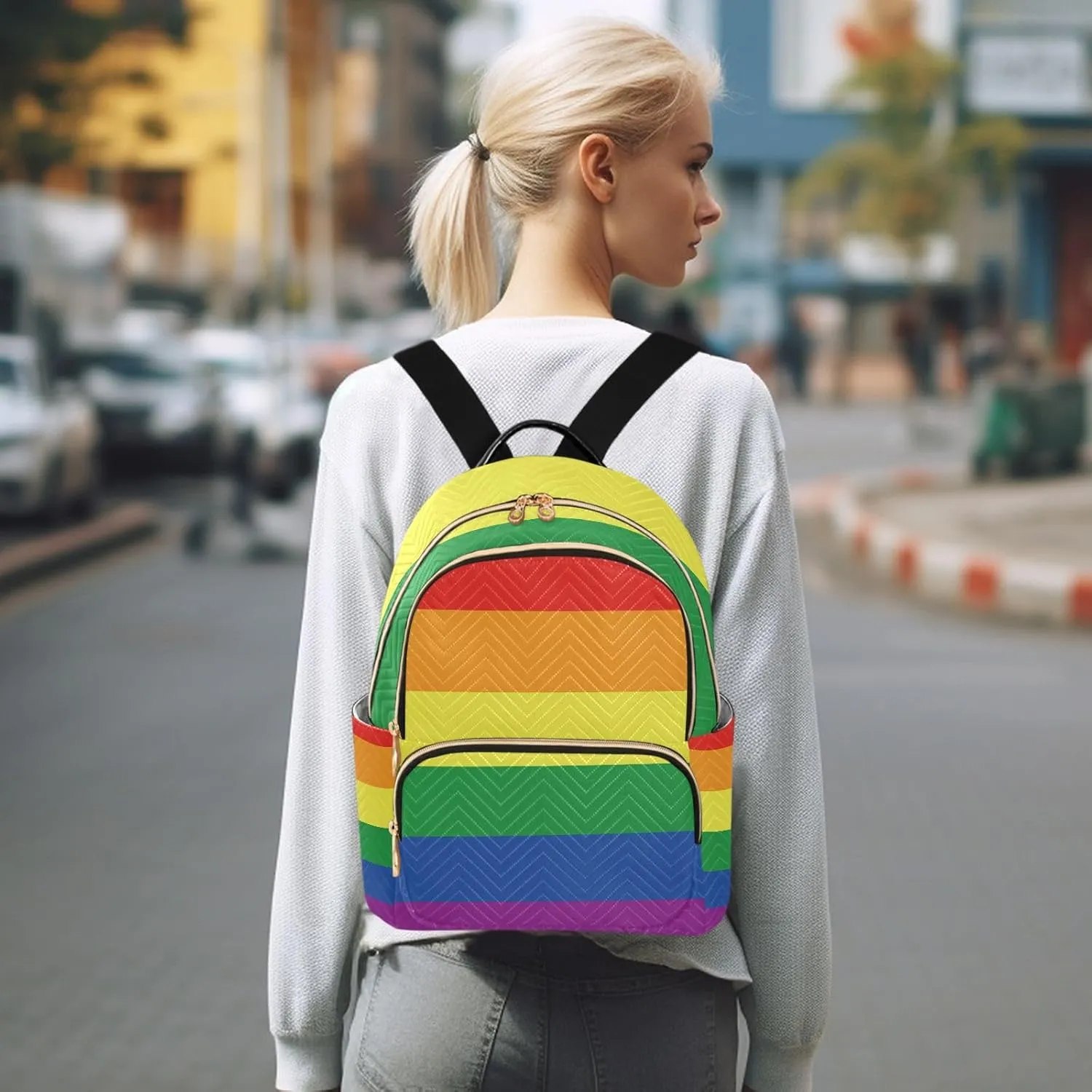 Gay Pride Flag Lgbt Rainbow Flag Mini Backpack for Women, Travel Backpack Purse Daypack Shoulder Bag for Ladies