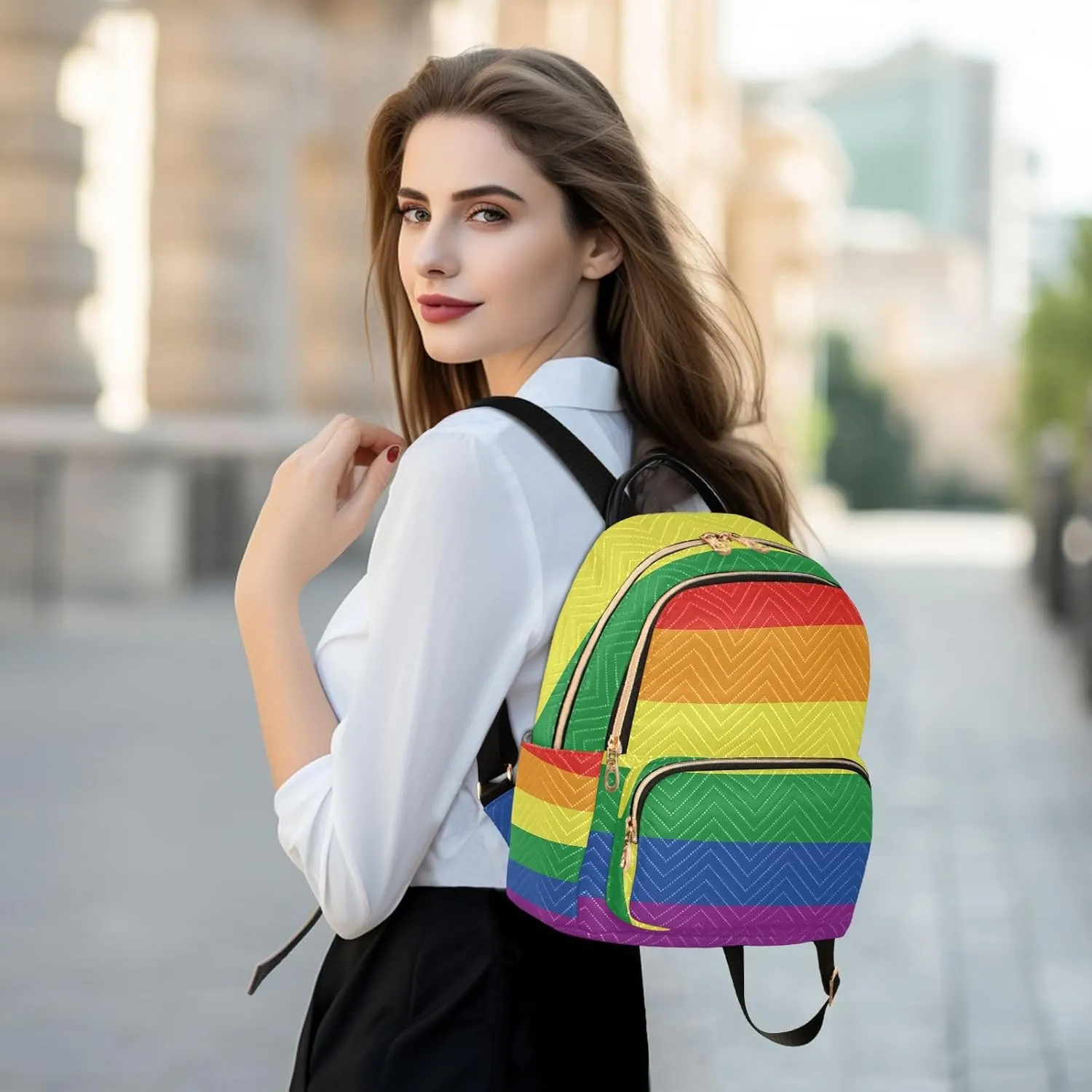 Gay Pride Flag Lgbt Rainbow Flag Mini Backpack for Women, Travel Backpack Purse Daypack Shoulder Bag for Ladies