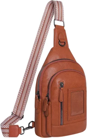 GEEAD Crossbody Sling Bags for Women Vegan Leather Fanny Pack Shoulder Bag Chest Bag Sling Backpack Small Travel Bag