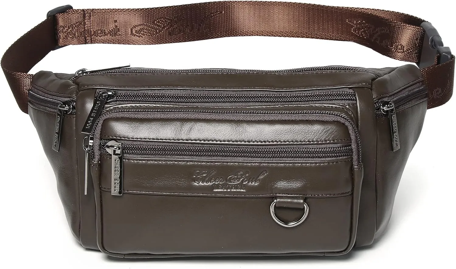 Genuine Leather Fanny Pack Waist Bag for Men Women Multifunction Hip Bum Bag Fashionable Multi-Pockets Waist Belt Bag for Travel Sports Hiking Cycling Fishing Running Coffee