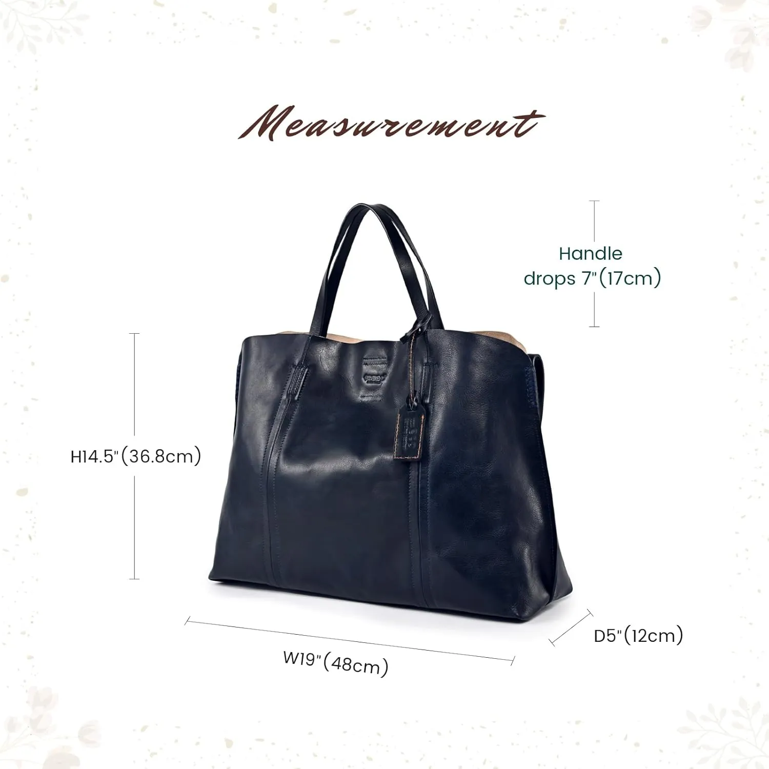 Genuine Leather Forest Island Tote | Spacious Handbag with Removable Inner Pouches