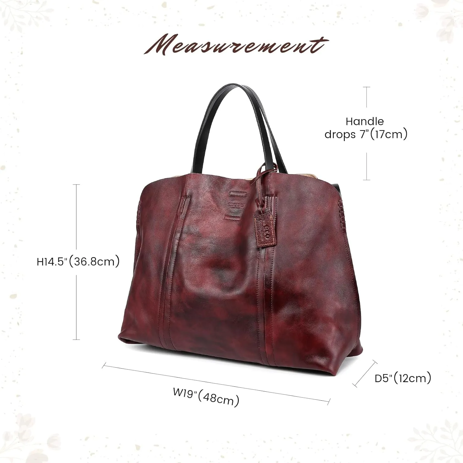 Genuine Leather Forest Island Tote | Spacious Handbag with Removable Inner Pouches