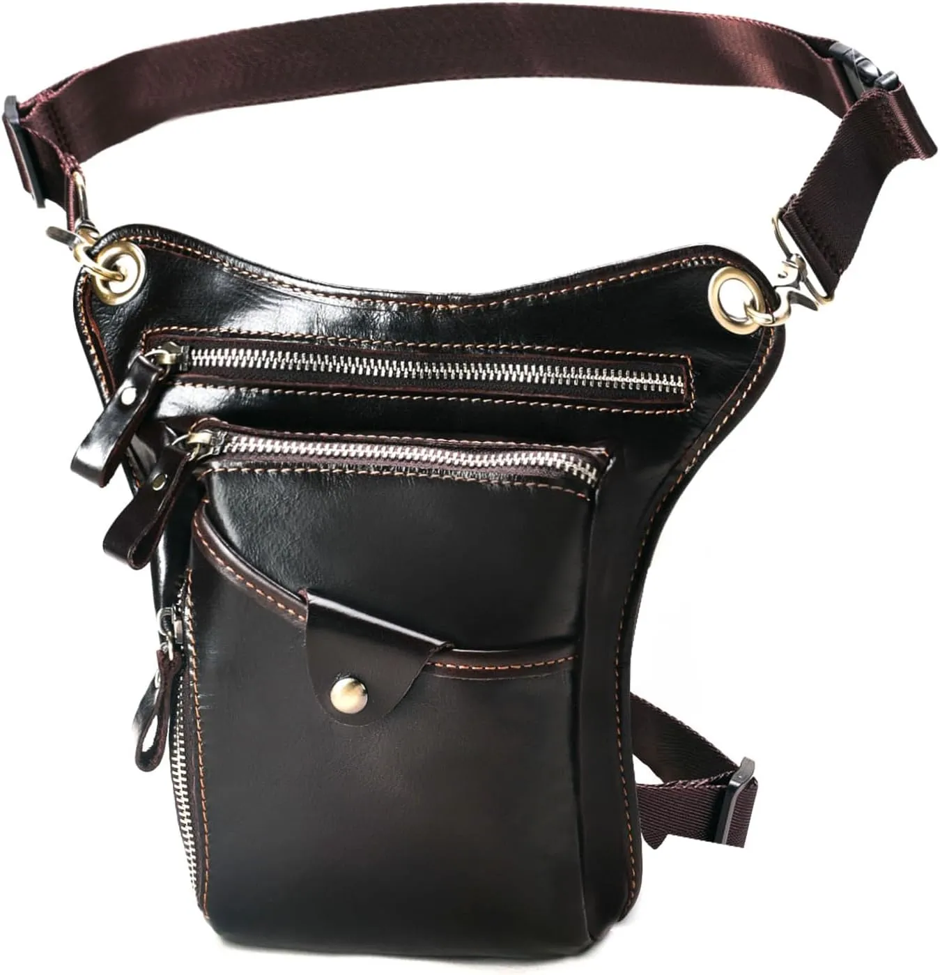 Genuine Leather Waist Pack Drop Leg Bag for Men Women Belt Bumbag Multi-Purpose Motorcycle Bike Outdoor Tactical Cycling Camping Pouch Thigh Bag