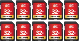 GIGASTONE 32GB 10-Pack SD Card UHS-I U1 Class 10 SDHC Memory Card High-Speed Full HD Video Compatible with Canon Nikon Sony Digital Camera, SPYPOINT TACTACAM WOSPORTS Trail Camera, with 10 Mini Cases